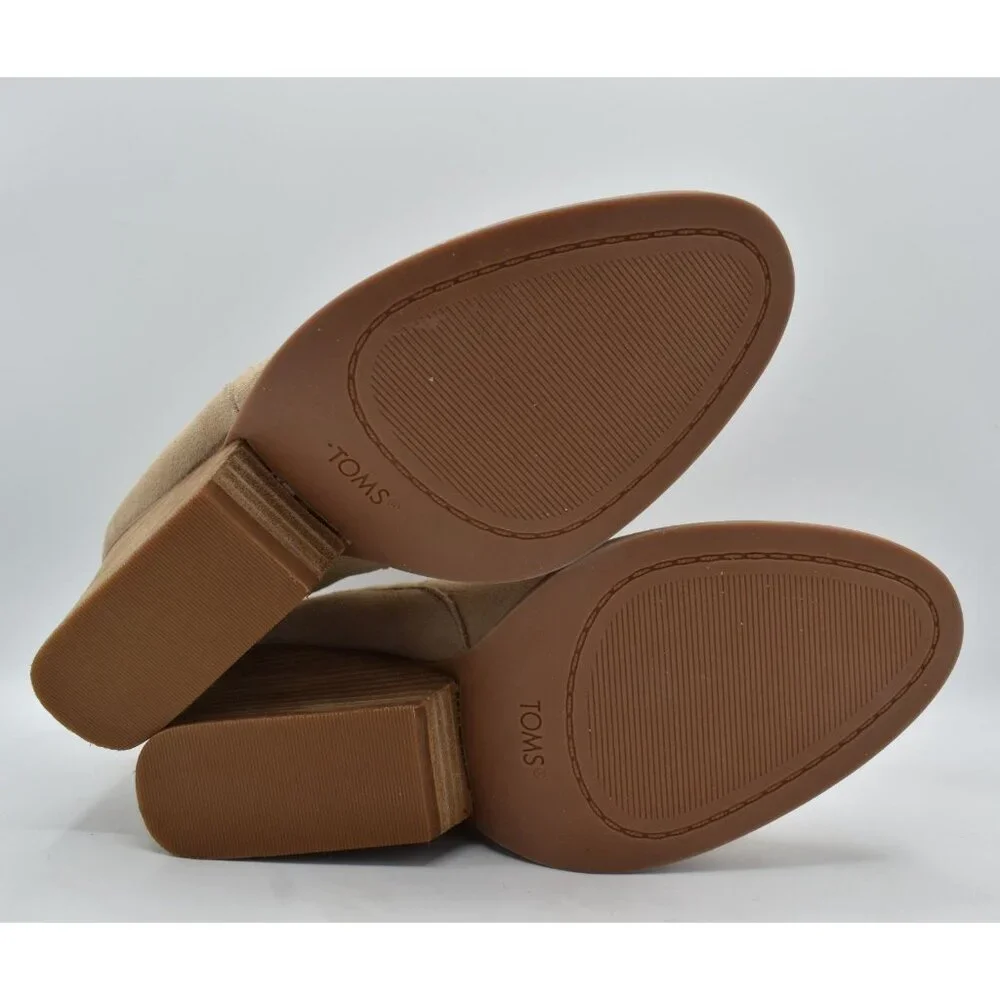 TOMS Womens 7 Noa Natural Suede Stacked Wedge Heel Western Booties Boots‎ Shoes